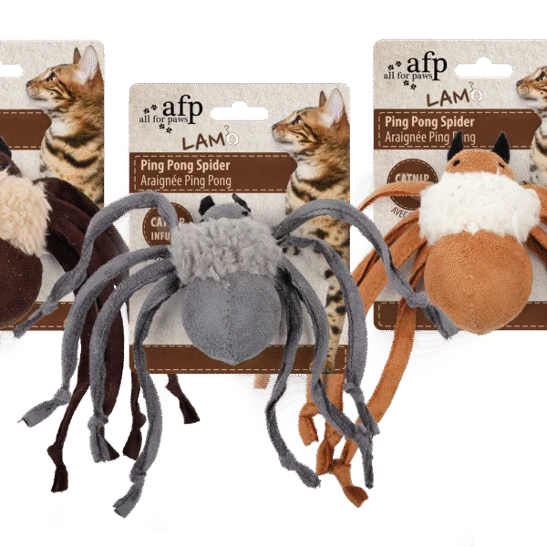 Spielspinne mit Katzenminze und knisterndem Plastik – AFP Lambswool Ping Pong Spider
