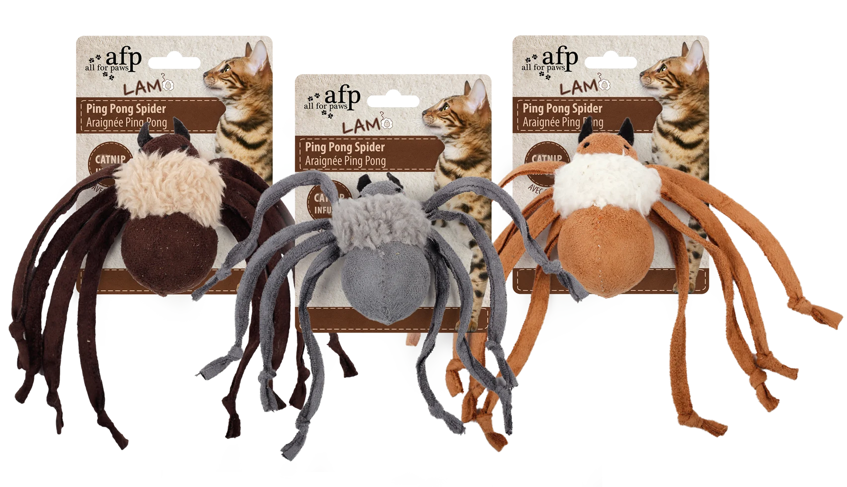 Spielspinne mit Katzenminze und knisterndem Plastik – AFP Lambswool Ping Pong Spider – Bild 1