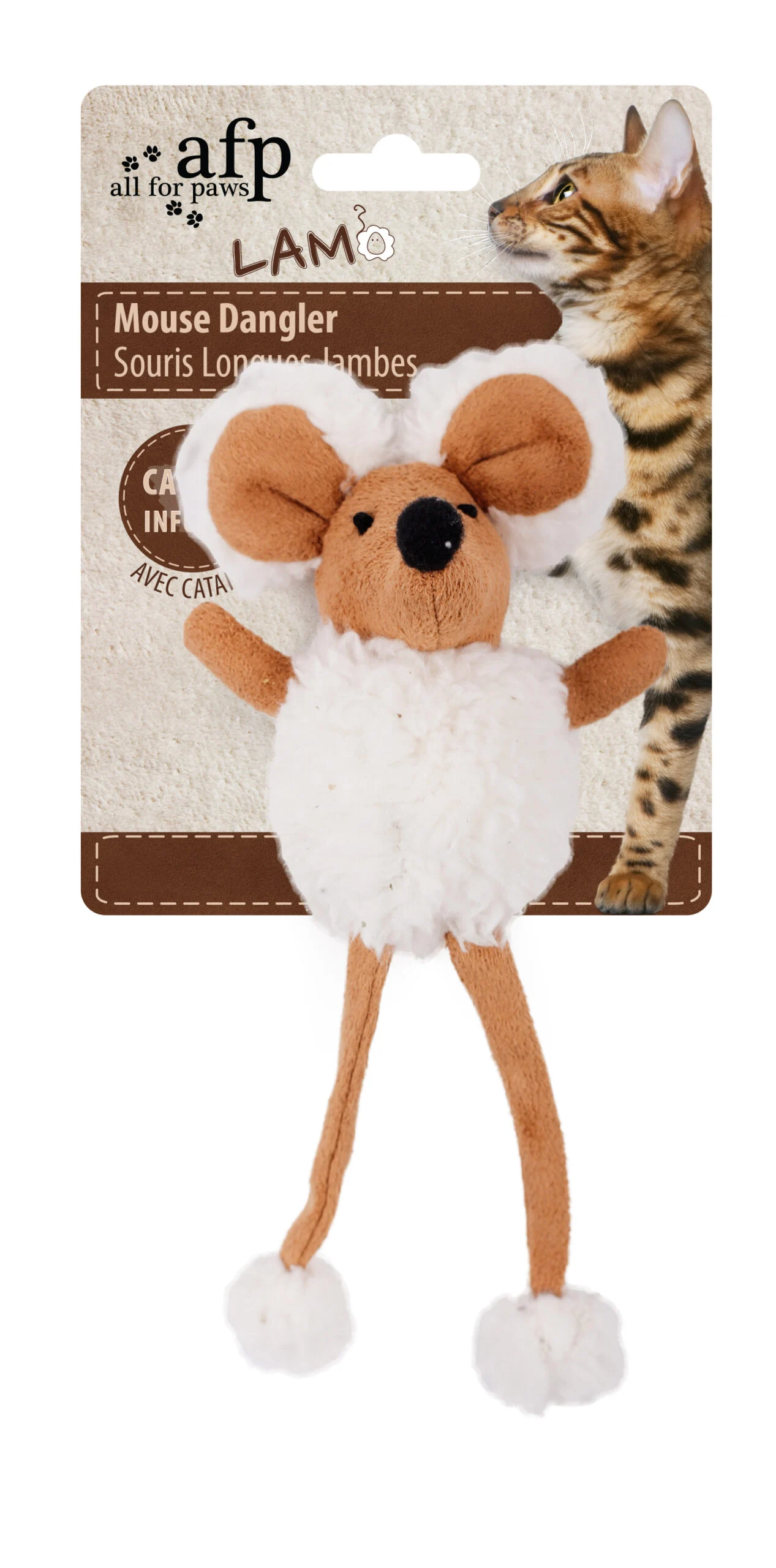 Spielmaus mit Katzenminze und knisterndem Kunststoff, 16 cm – AFP Lambswool Mouse Dangler – Bild 4