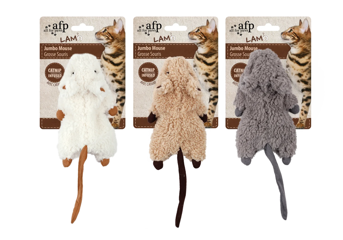 AFPK02118.png Katzenspielmaus mit Katzenminze und knisterndem Kunststoff – AFP Lambswool - Jumbo Mouse – Bild 1