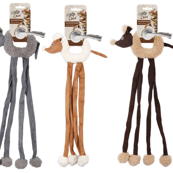 Türklinkenspielzeug für Katzen mit Maus und Catnip, 22 x 58 cm – AFP Lambswool - Door Knob Dangler