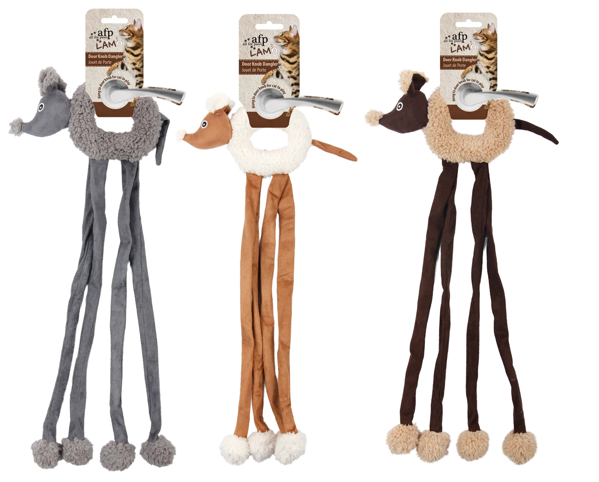 AFPK02120.png Türklinkenspielzeug für Katzen mit Maus und Catnip, 22 x 58 cm – AFP Lambswool - Door Knob Dangler – Bild 1