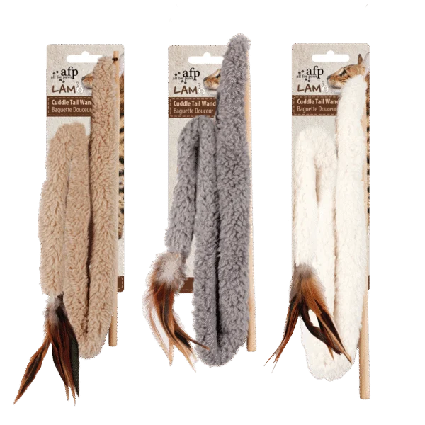 Katzenangel mit Feder und Catnip – AFP Lambswool - Cuddle Tail Wand