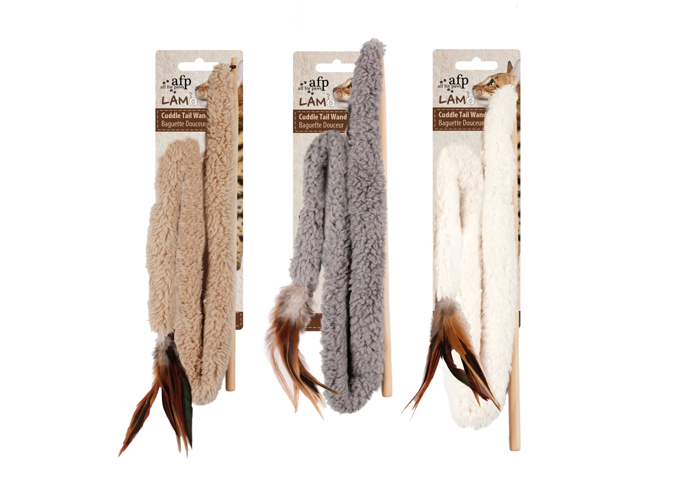 Katzenangel mit Feder und Catnip – AFP Lambswool - Cuddle Tail Wand – Bild 1