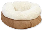 Rundes Plüsch Hundebett, Beige, 45 x 45 x 25 cm – AFP Lambswool Donut Bed