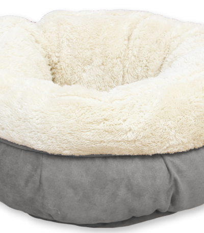 Rundes Plüsch Hundebett Grau, 45 x 45 x 25 cm – AFP Lambswool Donut Bed