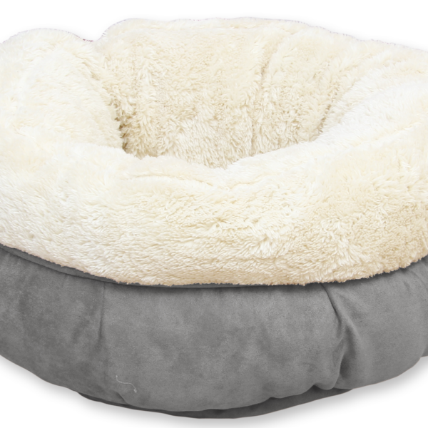 Rundes Plüsch Hundebett Grau, 45 x 45 x 25 cm – AFP Lambswool Donut Bed
