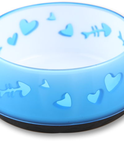 Futter- und Wassernapf für Katzen mit gummierter Unterseite, Ø 10 cm, Blau – AFP Modern Cat - Cat Love Bowl