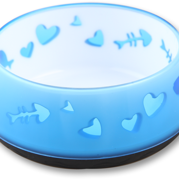 Futter- und Wassernapf für Katzen mit gummierter Unterseite, Ø 10 cm, Blau – AFP Modern Cat - Cat Love Bowl