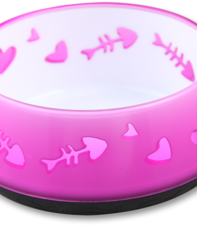 Futter- und Wassernapf für Katzen mit Gummiunterseite, Ø 10 cm, Rosa – AFP Modern Cat - Cat Love Bowl