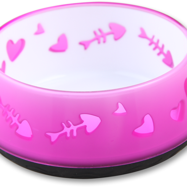 Futter- und Wassernapf für Katzen mit Gummiunterseite, Ø 10 cm, Rosa – AFP Modern Cat - Cat Love Bowl