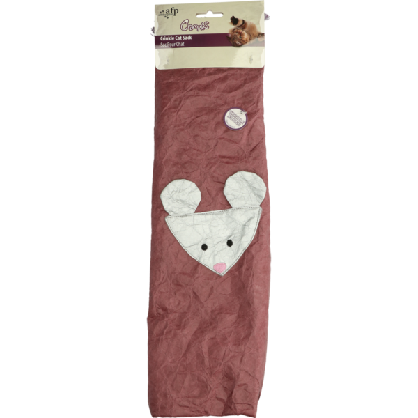 Katzenspielzeug aus Knisterpapier mit Federn, Lila, 45 cm – AFP Crumples - Crinkle Cat Sack