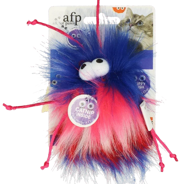 Katzenball mit Bändern und Katzenminze, Rot, 8 x 5,5 x 3 cm – AFP Furry Ball - Fluffer