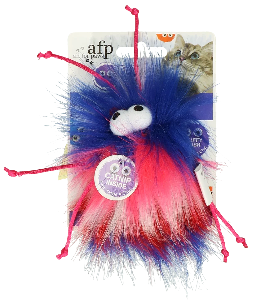 Katzenball mit Bändern und Katzenminze, Rot, 8 x 5,5 x 3 cm – AFP Furry Ball - Fluffer – Bild 1