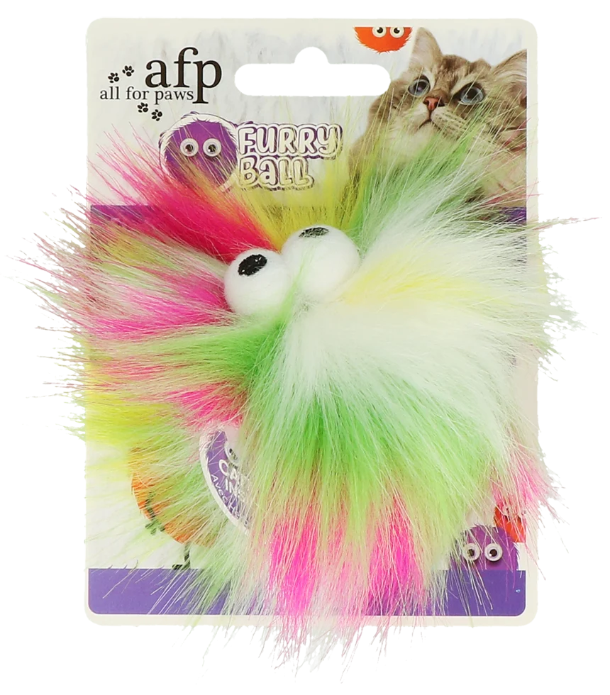 Katzenball mit Katzenminze, Ø 5 cm, Gelb – AFP Furry Ball - Fluffy Ball – Bild 1