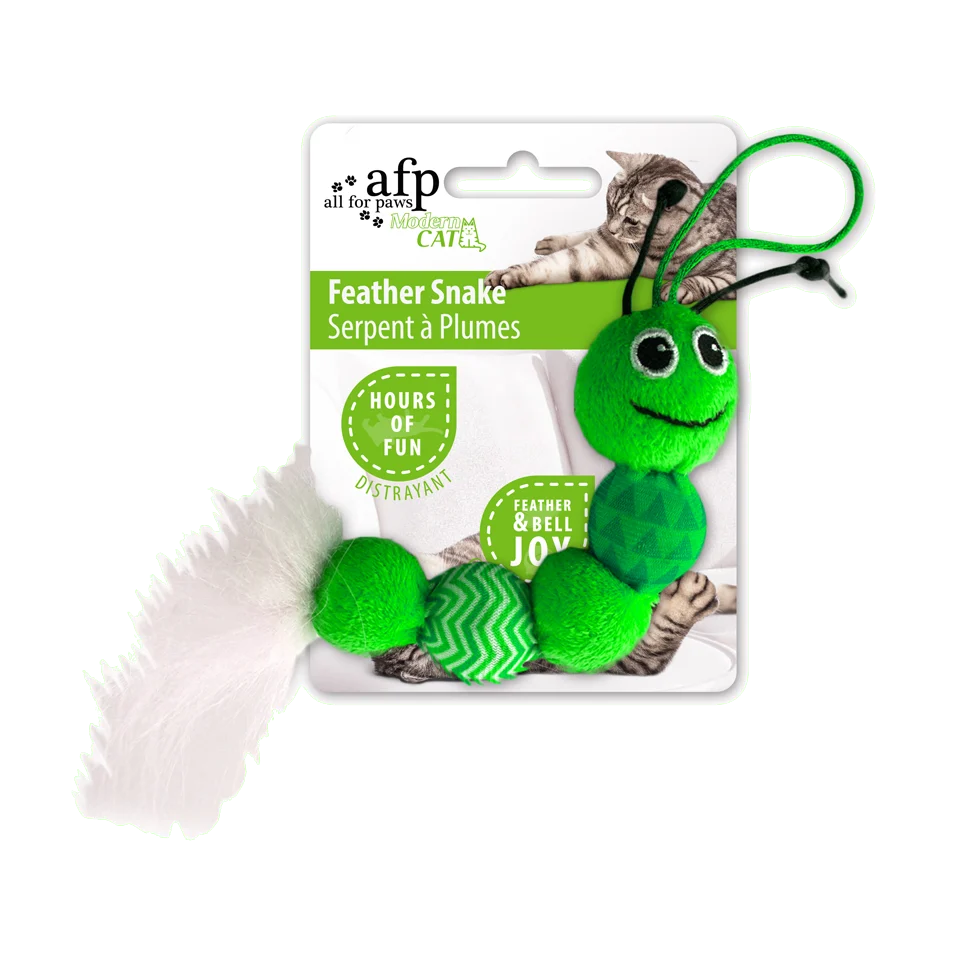 Katzenspielschlange mit Glöckchen und Feder – AFP Modern Cat Feather Snake – Bild 3
