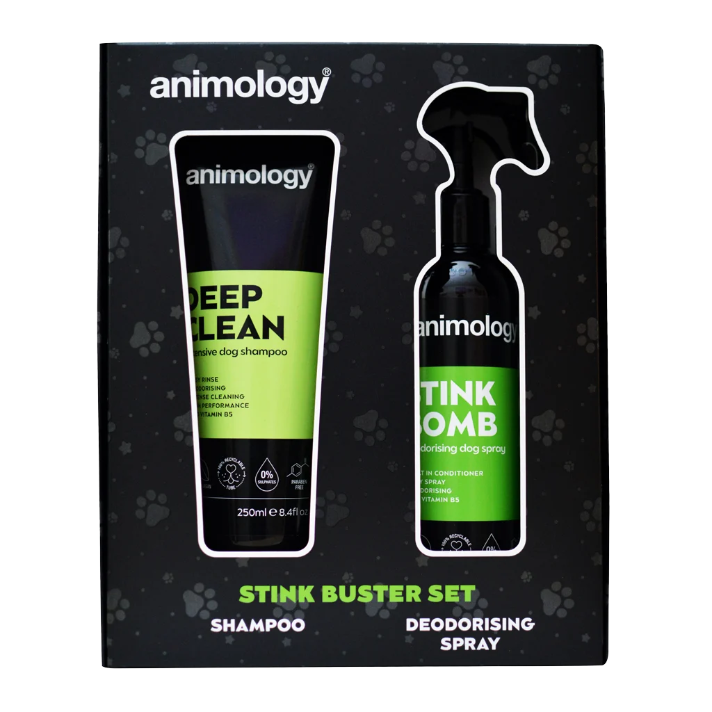 Fellpflegeset für Hunde mit Shampoo und desodorierendem Spray, 2 Produkte – Animology Stink Buster Set – Bild 1