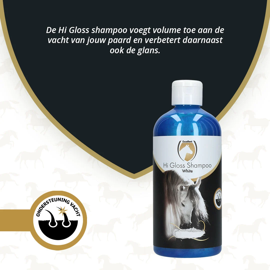 Pferdeshampoo für Fellfarbe und Glanz, 500 ml – Excellent Horse Hi Gloss Shampoo White – Bild 2