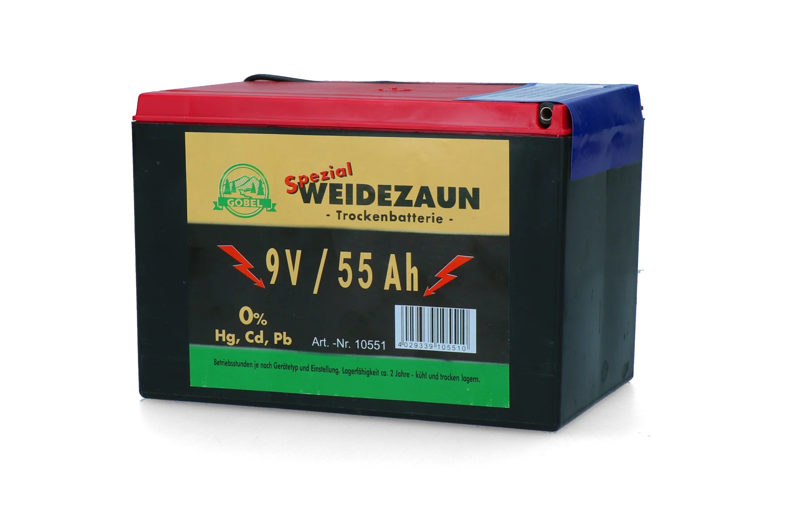 Weidezaunbatterie 9 V, 55 Ah, 11,5 x 16,5 x 11,2 cm – ZoneGuard EG super – Bild 1