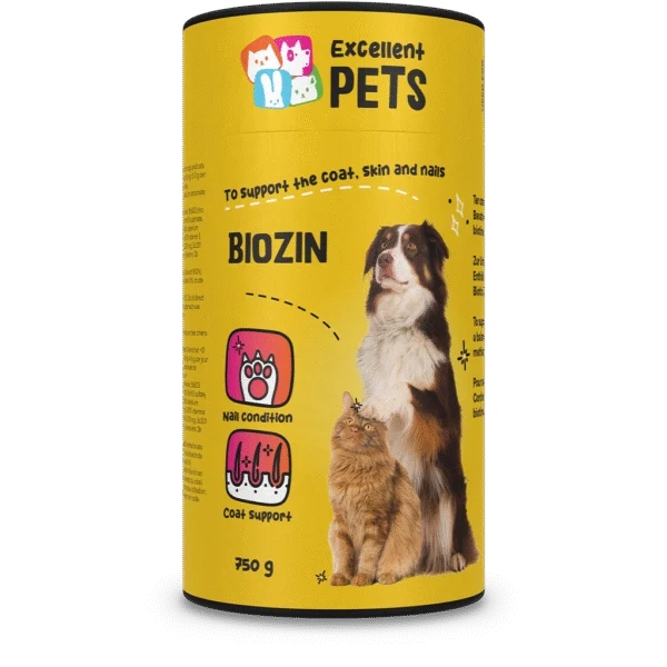Fellergänzungsfuttermittel für Hunde und Katzen mit Biotin, 750 g – Excellent Pets Biozin