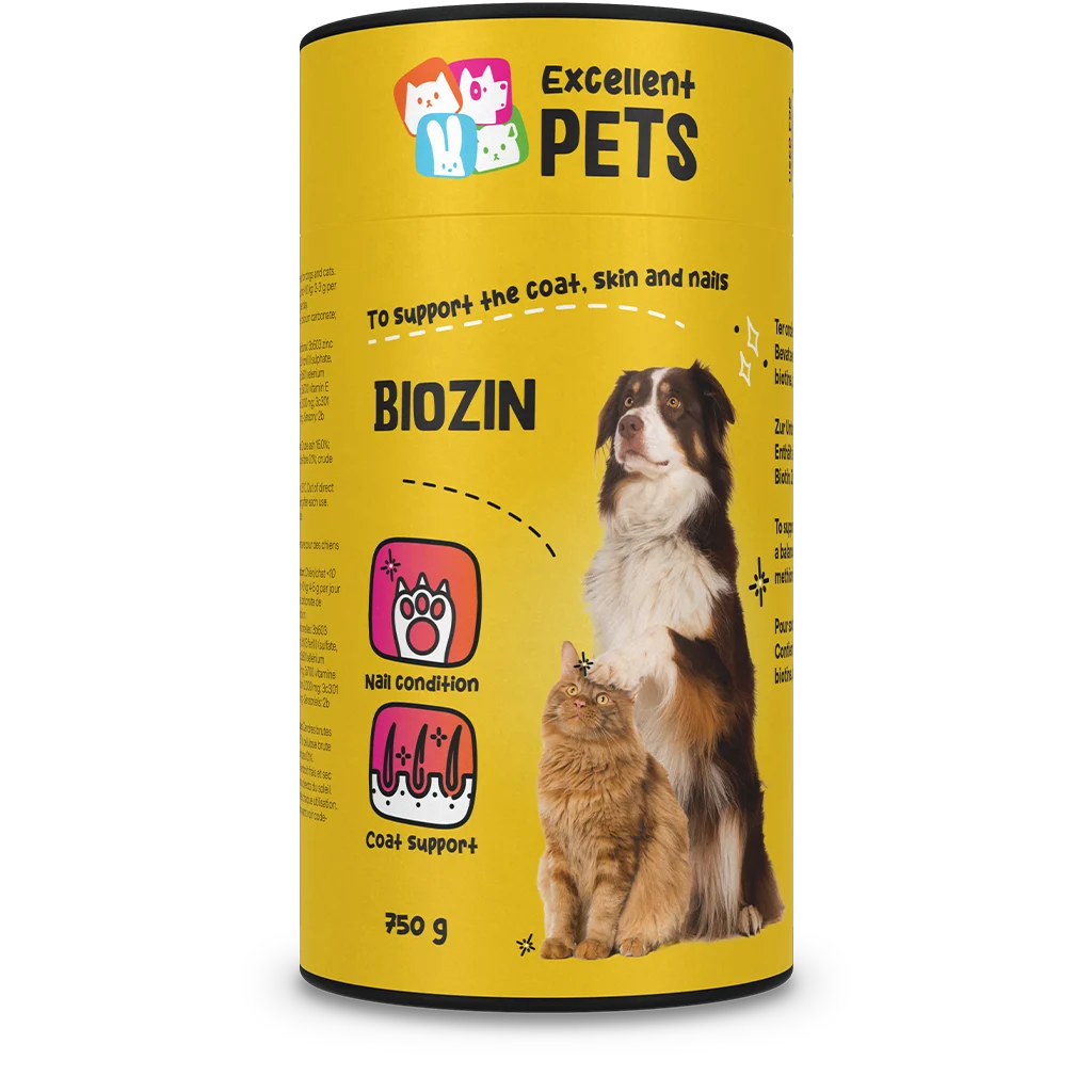 Fellergänzungsfuttermittel für Hunde und Katzen mit Biotin, 750 g – Excellent Pets Biozin – Bild 1