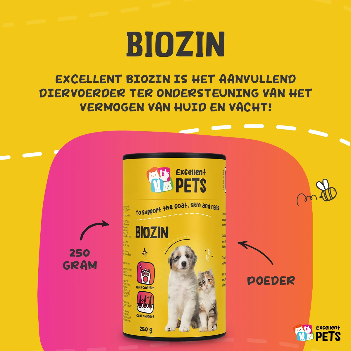 Fellergänzung für Hunde und Katzen mit Biotin, 250 g – Excellent Pets Biozin – Bild 2