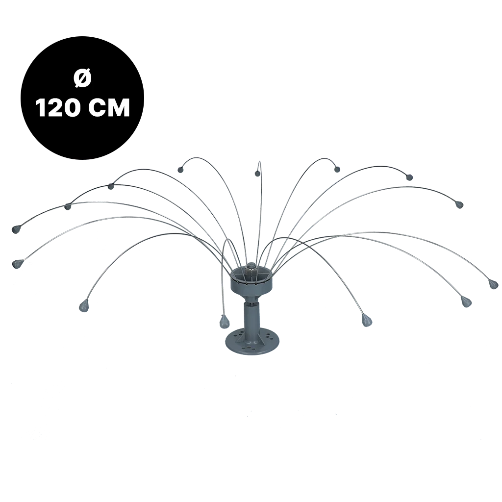 BIRD023.png Vogelabwehr mit rotierenden Edelstahldrähten, Ø 120 cm – Birdshield Longlegs – Bild 1