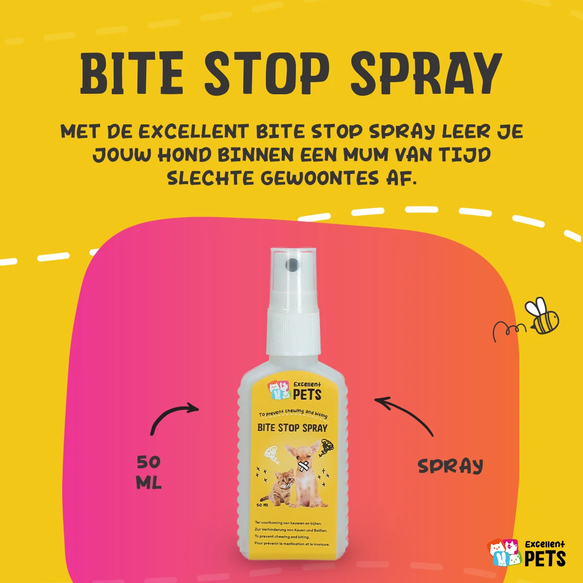 Bitterstoff Spray gegen Anknabbern für Hunde und Katzen, 50 ml – Excellent Pets Bite Stop Spray – Bild 3