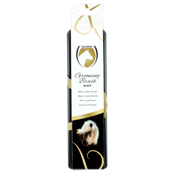 Pferdebürste M zur Fellpflege, 17,5 x 5 x 2 cm, Schwarz – Excellent Horse Grooming Brush