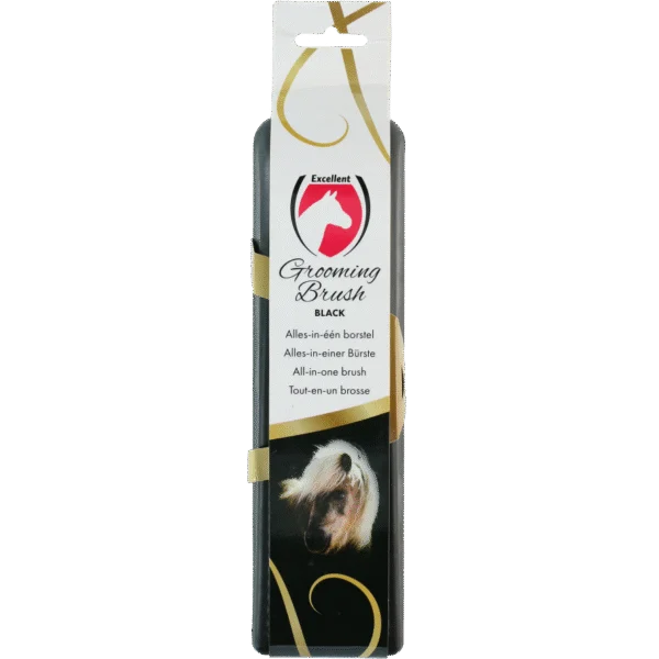 Pferdebürste L zur Fellpflege, 23 x 6,5 x 3 cm, Schwarz – Excellent Horse Grooming Brush