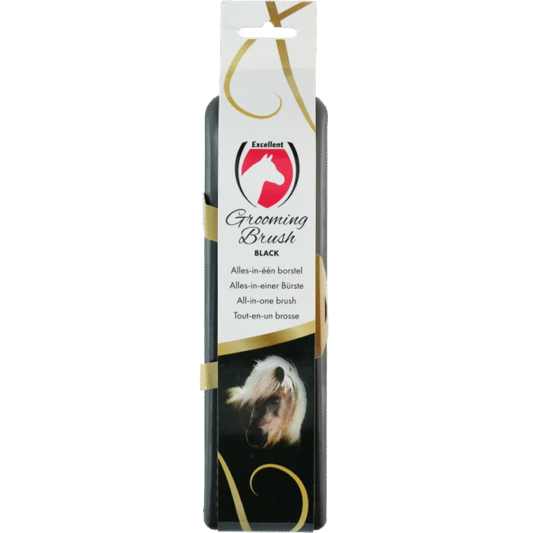 Pferdebürste L zur Fellpflege, 23 x 6,5 x 3 cm, Schwarz – Excellent Horse Grooming Brush