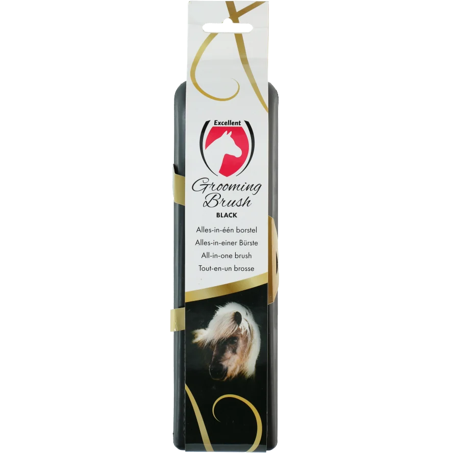 Pferdebürste L zur Fellpflege, 23 x 6,5 x 3 cm, Schwarz – Excellent Horse Grooming Brush – Bild 1