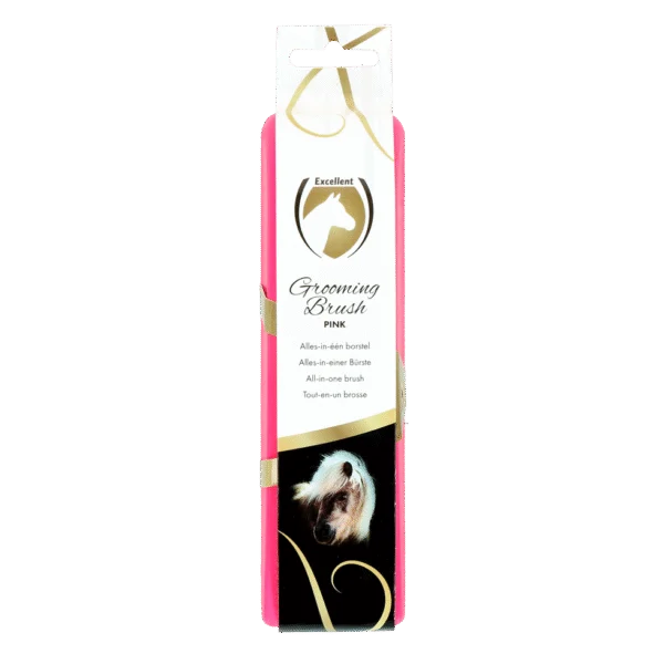 Pferdebürste M zur Fellpflege, 17,5 x 5 x 2 cm, Rosa – Excellent Horse Grooming Brush