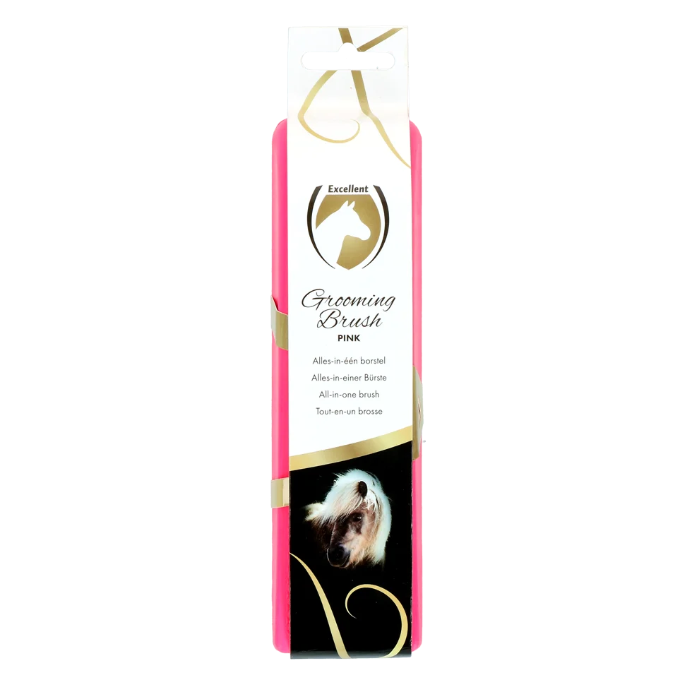 BORS0004G.png Pferdebürste M zur Fellpflege, 17,5 x 5 x 2 cm, Rosa – Excellent Horse Grooming Brush – Bild 1
