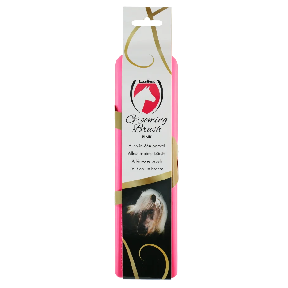 BORS0004H.png Pferdebürste zum Waschen und Massieren, Rosa, L, 23 x 6,5 x 3 cm – Excellent Horse Grooming Brush – Bild 1