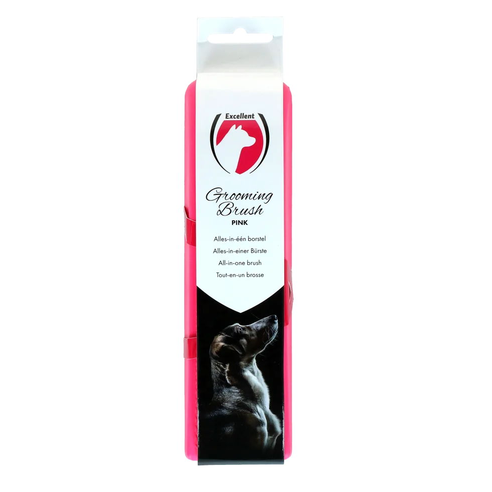 Hundebürste zum Waschen und Massieren Medium Rosa, 17,5 cm – Excellent Pets Grooming Brush – Bild 1