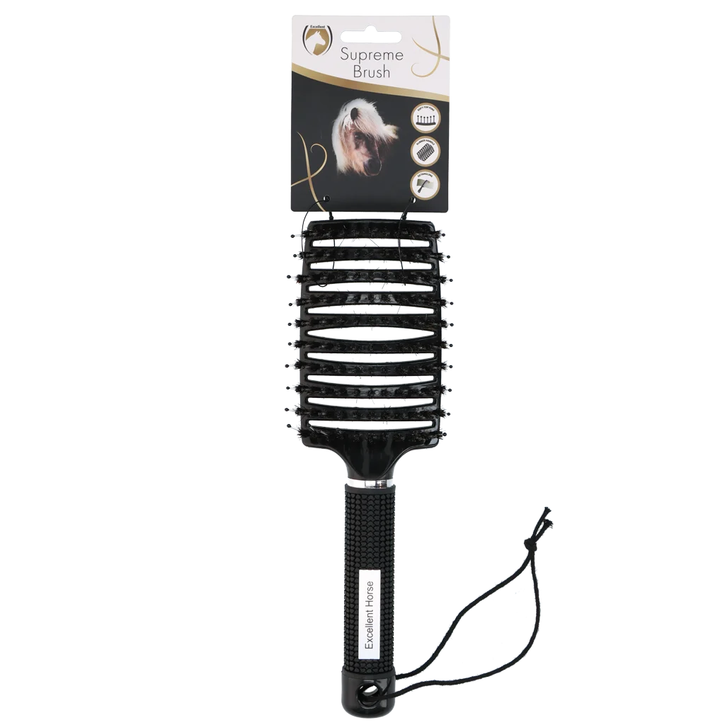 Mähnenbürste zum Entwirren, 24,5 cm, Schwarz – Excellent Horse Supreme Brush – Bild 1