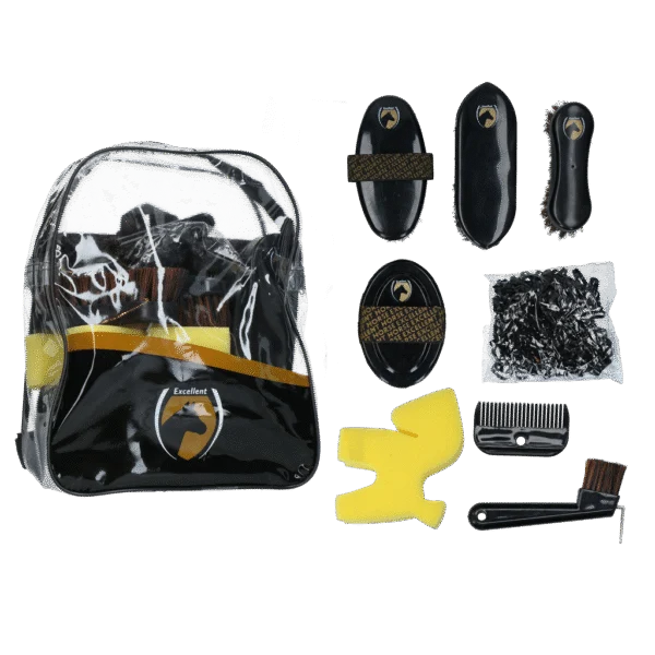 Putzset für junge Reiter mit Rucksack, 200 Haargummis – Excellent Horse Grooming Set Junior