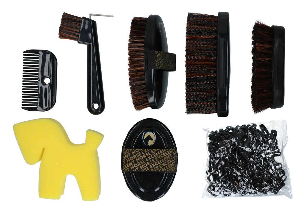 Putzset für junge Reiter mit Rucksack, 200 Haargummis – Excellent Horse Grooming Set Junior – Bild 2