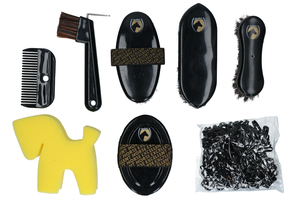Putzset für junge Reiter mit Rucksack, 200 Haargummis – Excellent Horse Grooming Set Junior – Bild 3