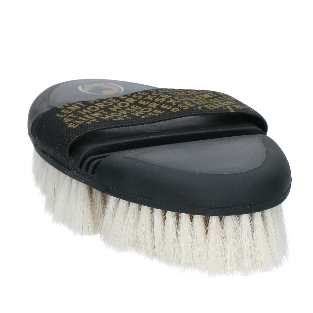 BORS0006D.png Weiche Pferdebürste mit Ziegenhaar und flexibler Oberseite – Excellent Horse Flexi Brush Shine – Bild 1