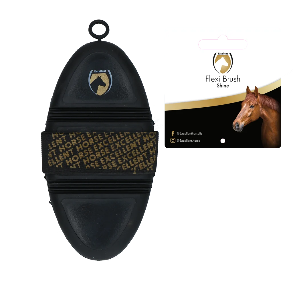 Weiche Pferdebürste mit Ziegenhaar und flexibler Oberseite – Excellent Horse Flexi Brush Shine – Bild 2