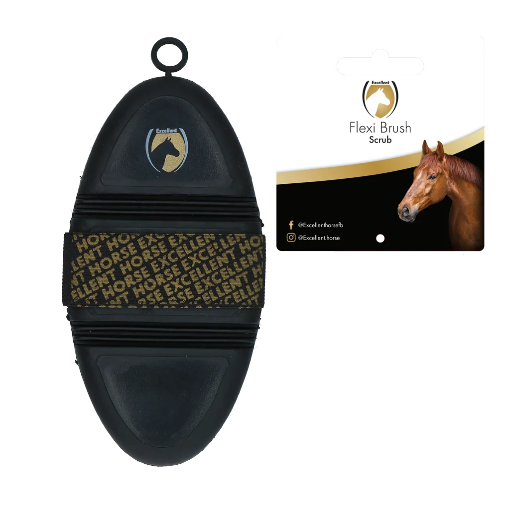 Harte Pferdebürste mit flexibler Oberseite – Excellent Horse Flexi Brush Scrub – Bild 2