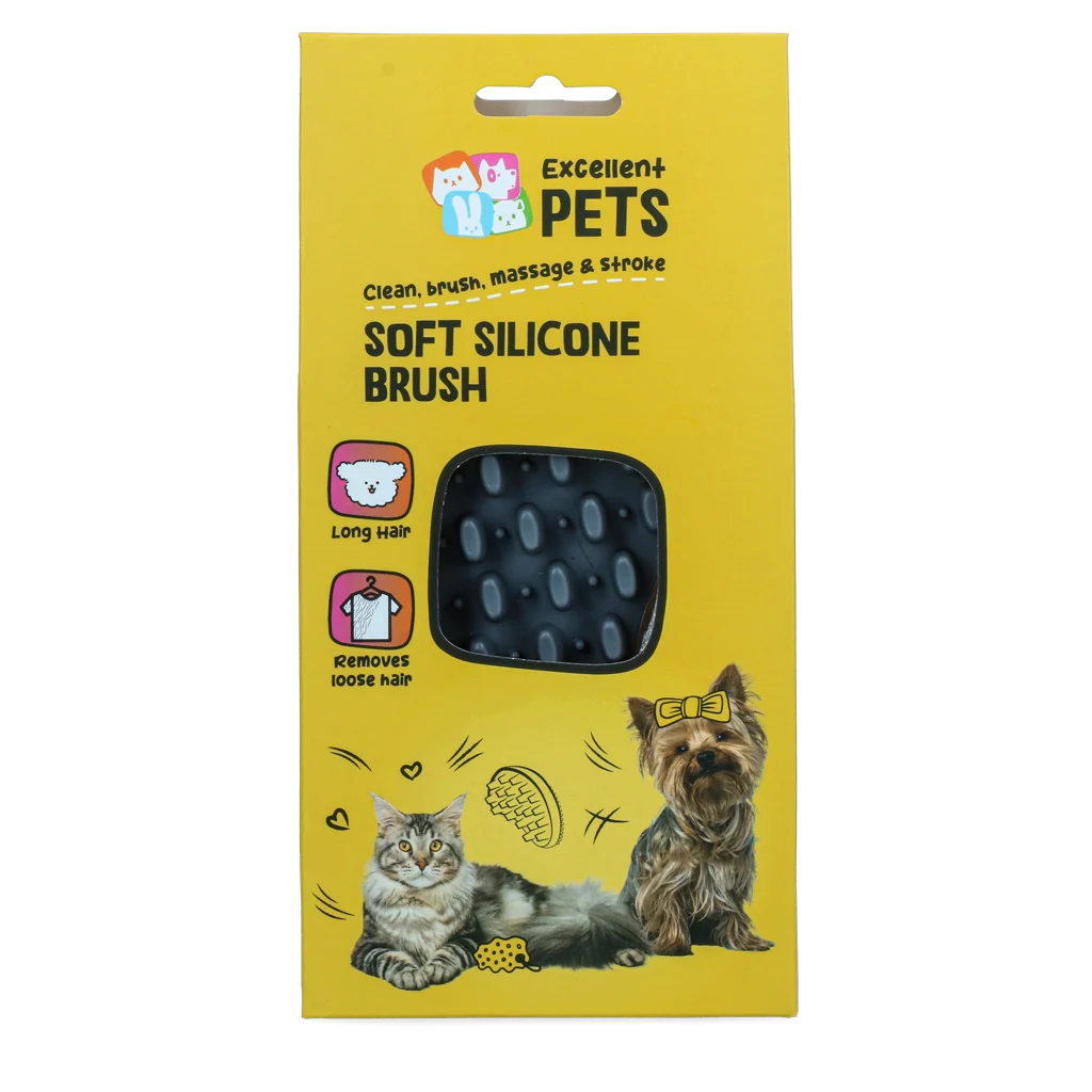 BORS0007G.png Hundebürste aus Silikon für langes Fell, 12 x 6,5 x 2,5 cm – Excellent Pets Soft Silicone Brush – Bild 1