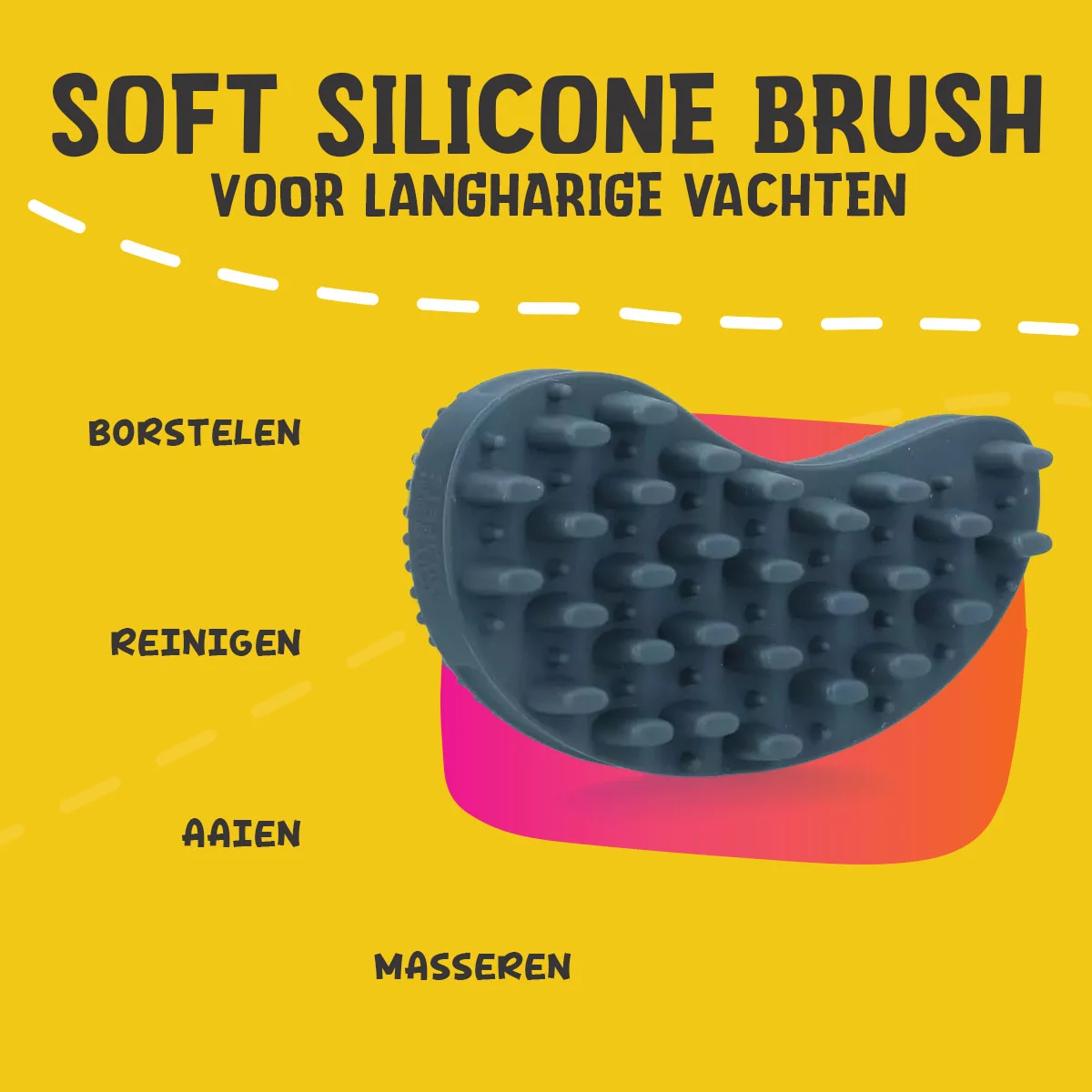 Hundebürste aus Silikon für langes Fell, 12 x 6,5 x 2,5 cm – Excellent Pets Soft Silicone Brush – Bild 5