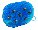Massagebürste für Pferde mit 7 Edelstahlrollen, Blau, 16 x 10 cm