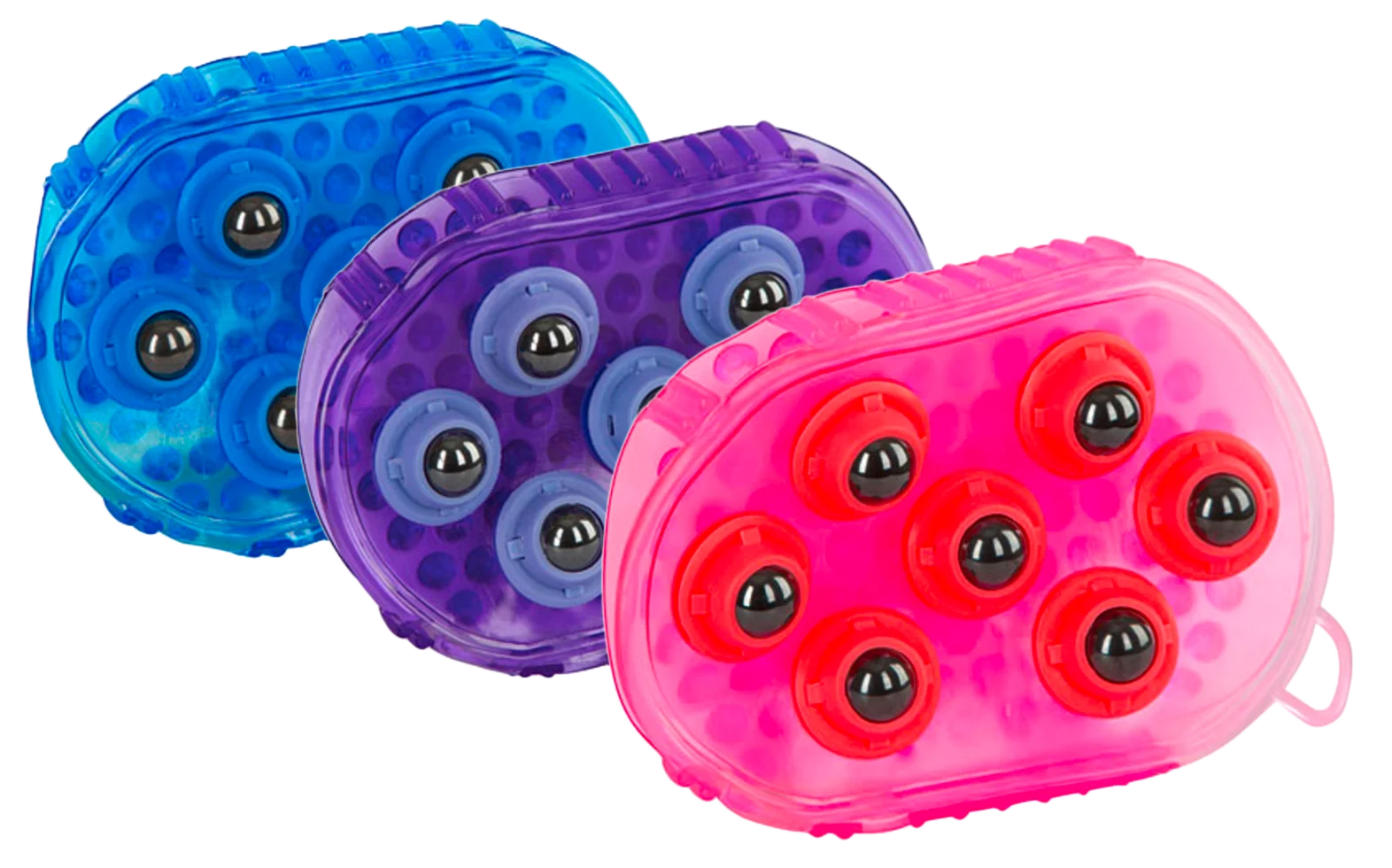 Massagebürste für Pferde mit 7 Edelstahlrollen, Blau, 16 x 10 cm – Bild 2
