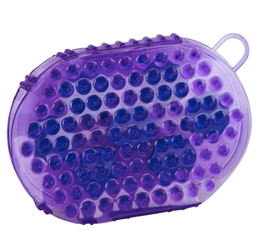 Massagebürste für Pferde mit 7 Edelstahlrollen, Lila, 16 x 10 cm – Bild 2