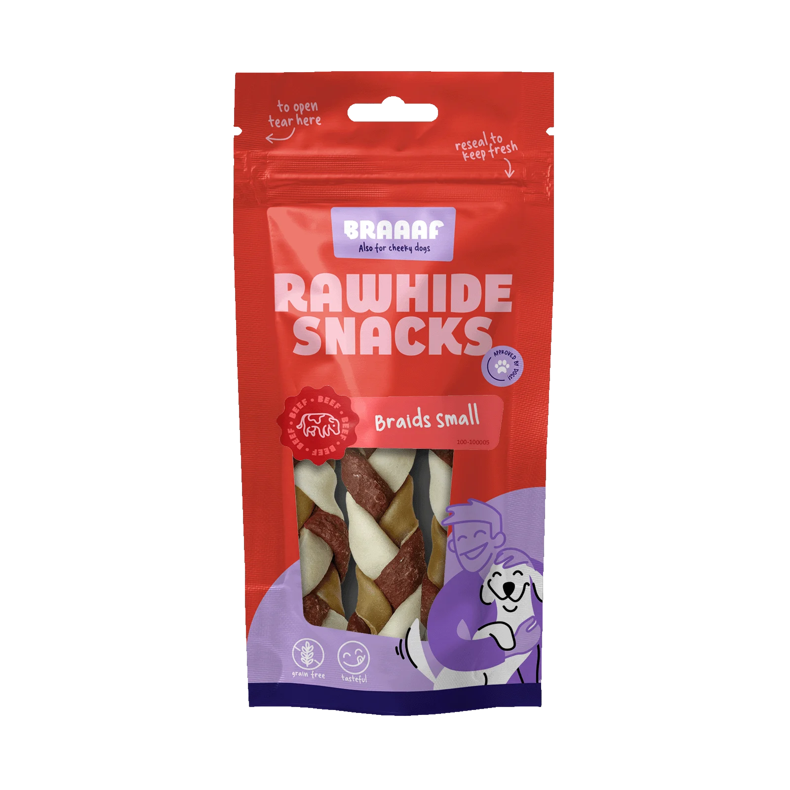 Geflochtene Kausnacks, 12 cm, 3 Stück – Braaaf Twister Braids – Bild 1
