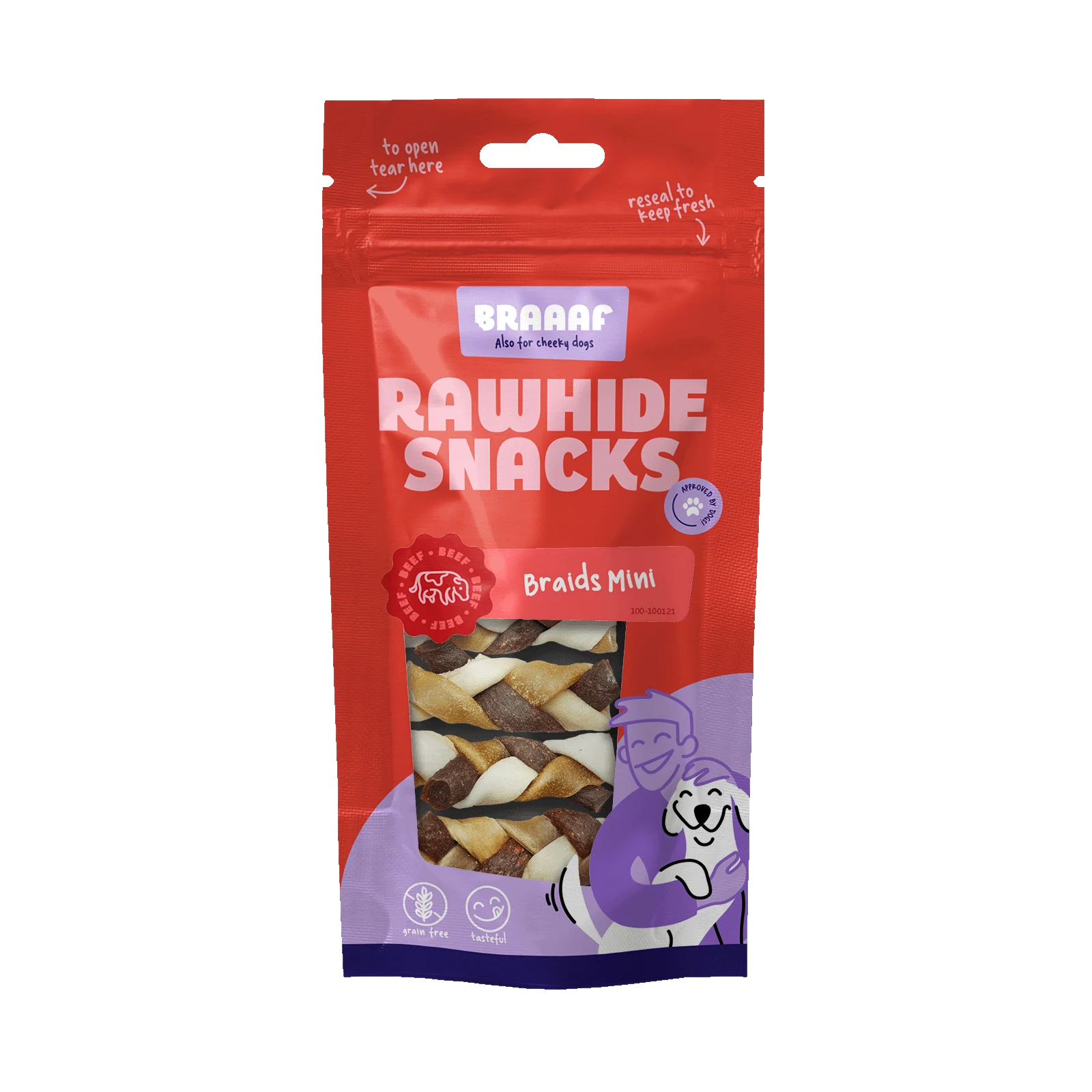 Geflochtene Kausnacks, 6 cm, 5 Stück – Braaaf Twister Braids – Bild 1